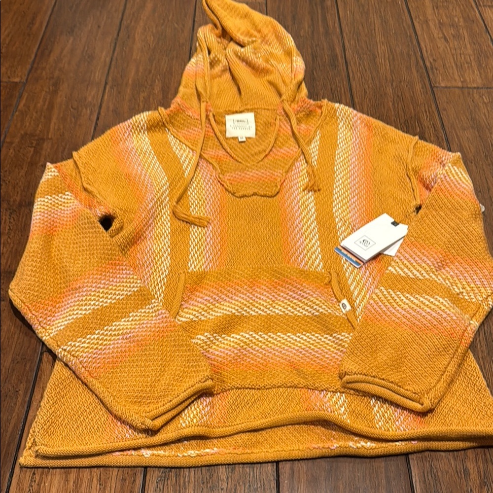 Rip Curl Orange and Pink Boxy Long Sleeve Hoodie
